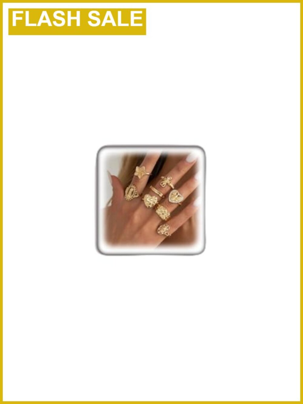 Vintage Gold Stackable Rings Set 10 Piece Chunky Cross Signet Knuckle Rings